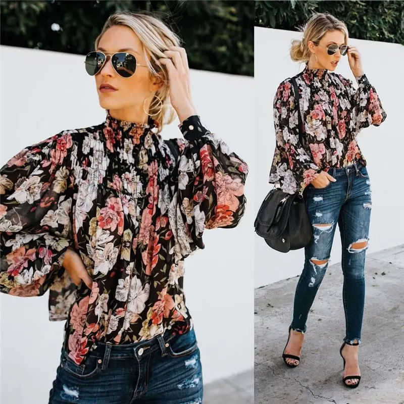 New Women Fashion Lantern Sleeve High Collar Blouse 2019 Sweet Floral Printed Ruffled Blouses Female Blusa Loose Casual Tops
New Women Fashion Lantern Sleeve High Collar Blouse 2019 Sweet Floral Printed Ruffled Blouses Female Blusa Loose Casual Tops