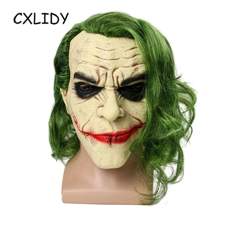 Movie Mask for Face The Dark Cosplay Horror Scary Clown Mask with Green Hair Wig Halloween Latex Mask Halloween Party Masks (3)