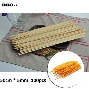 

Long BBQ Grill Bamboo Skewers Tornado Potato Skewer Set 50cm Wooden Barbecue Skewers Natural Wood BBQ Sticks Needle Accessories