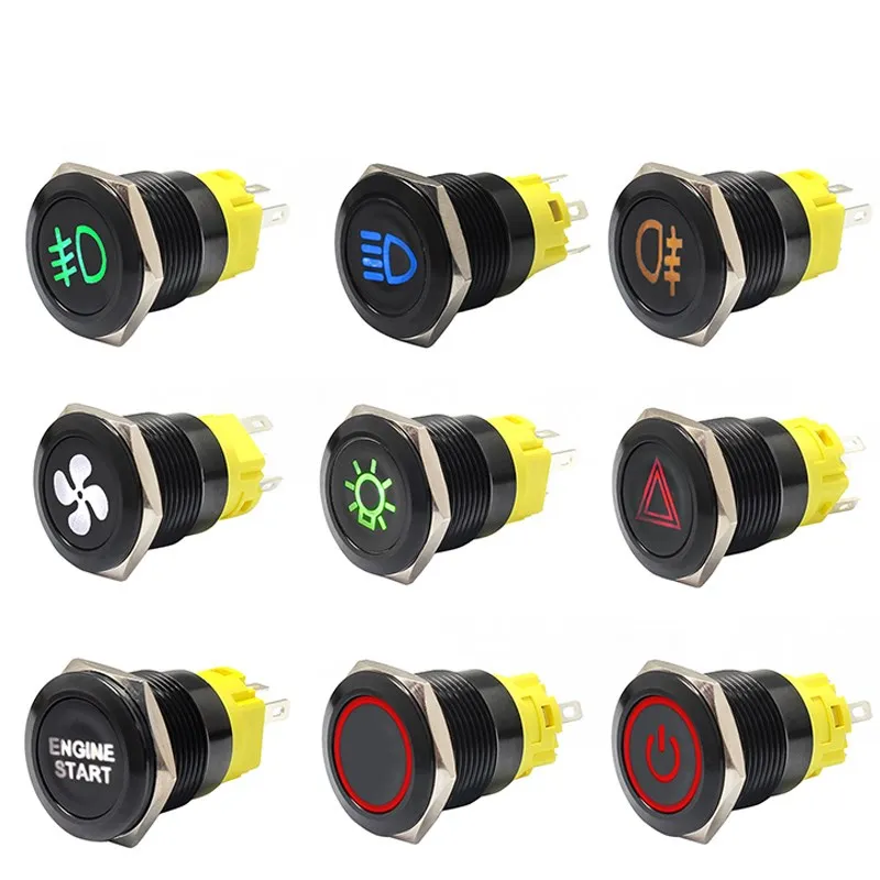 16/19/22mm Metal Push Button Switch LED Light DIY Logo Symbol Icon Signal Customization Waterproof Chromed Oxide Black for Car
16/19/22mm Metal Push Button Switch LED Light DIY Logo Symbol Icon Signal Customization Waterproof Chromed Oxide Black for Car