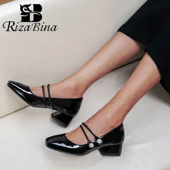 RIZABINA Genuine Leather High Heels Shoes Women String Beads Vintage Square Toe Casual Party Vacation Footwear Size 33-40 
RIZABINA Genuine Leather High Heels Shoes Women String Beads Vintage Square Toe Casual Party Vacation Footwear Size 33-40