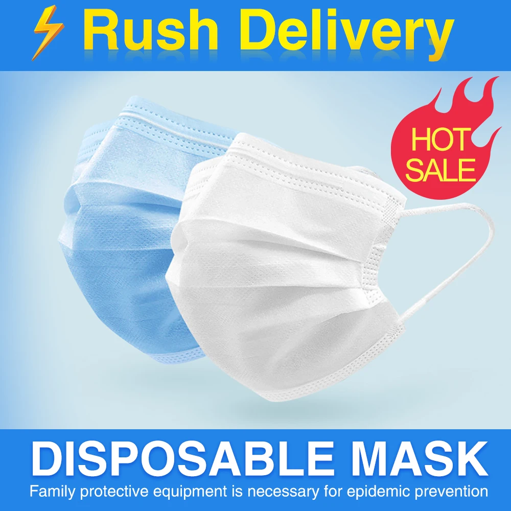 50pcs Disposable Masks 3-Ply Anti-virus Anti-Dust Nonwoven Elastic Earloop Mouth Mask Face Masks blue white protection Mask
50pcs Disposable Masks 3-Ply Anti-virus Anti-Dust Nonwoven Elastic Earloop Mouth Mask Face Masks blue white protection Mask