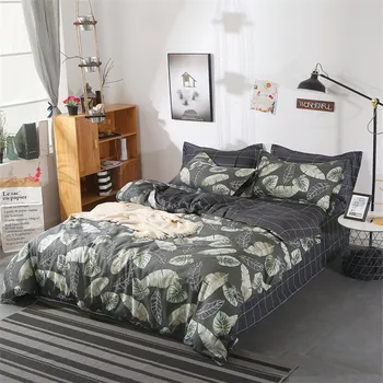 Tropical Leaves Grid Print Bed Cover Set Kid Gray Duvet Cover Adult Child Bed Sheets And Pillowcases Comforter Bedding Set 61069 
Tropical Leaves Grid Print Bed Cover Set Kid Gray Duvet Cover Adult Child Bed Sheets And Pillowcases Comforter Bedding Set 61069