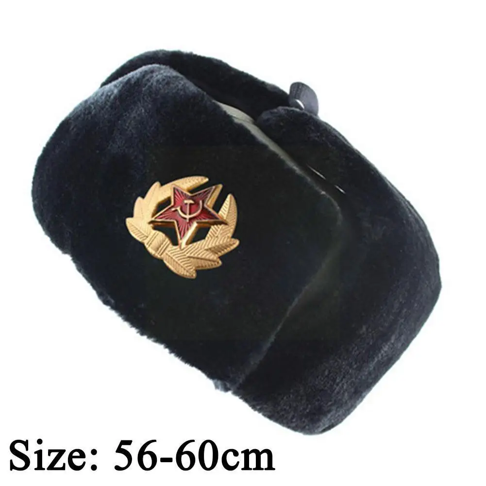 

Soviet Badge Hat Outdoor Cold-proof Northeast Thickening Plus Cotton Men Winter And Women Warm Velvet Cycling Ear Prote W6e2