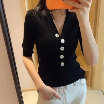 Women Sweater 2020 Spring and Summer New Sweater Wool Large V-neck Harf Sleeve Sweater
Women Sweater 2020 Spring and Summer New Sweater Wool Large V-neck Harf Sleeve Sweater