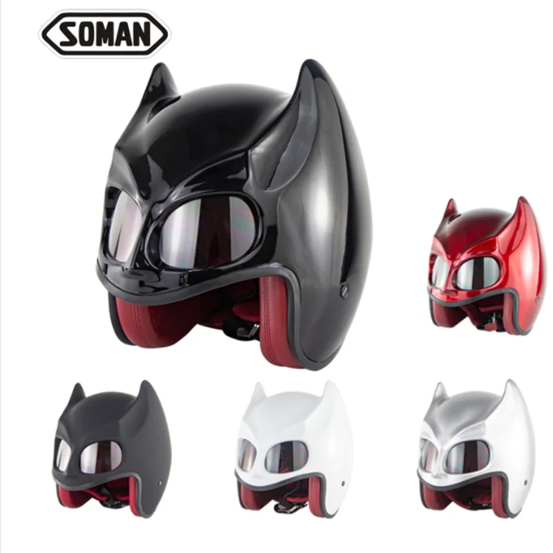SOMAN 560 Bat Man Motorcycle Half Helmets Personality Iroman Open Face Casco Bat Moto Riding Cycling Capacete DOT ECE Approval
SOMAN 560 Bat Man Motorcycle Half Helmets Personality Iroman Open Face Casco Bat Moto Riding Cycling Capacete DOT ECE Approval
