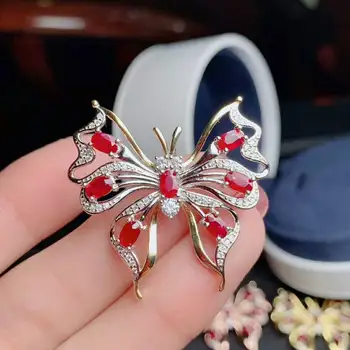 MeiBaPJ Luxurious Natural Pigeon Blood Ruby Brooch Butterfly Pendant Necklace 925 Pure Silver Fine Wedding Jewelry for Women
MeiBaPJ Luxurious Natural Pigeon Blood Ruby Brooch Butterfly Pendant Necklace 925 Pure Silver Fine Wedding Jewelry for Women