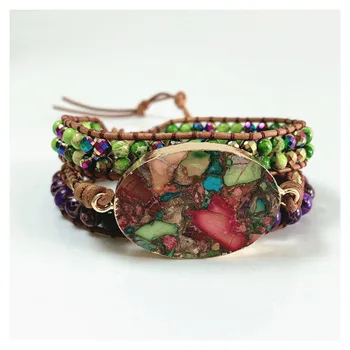 Colored Natural Stone Bracelet Handmade Multi-layer Leather Wrap Bracelet Bohemia Style Jewelry for Female Party Gift Wholesale
Colored Natural Stone Bracelet Handmade Multi-layer Leather Wrap Bracelet Bohemia Style Jewelry for Female Party Gift Wholesale