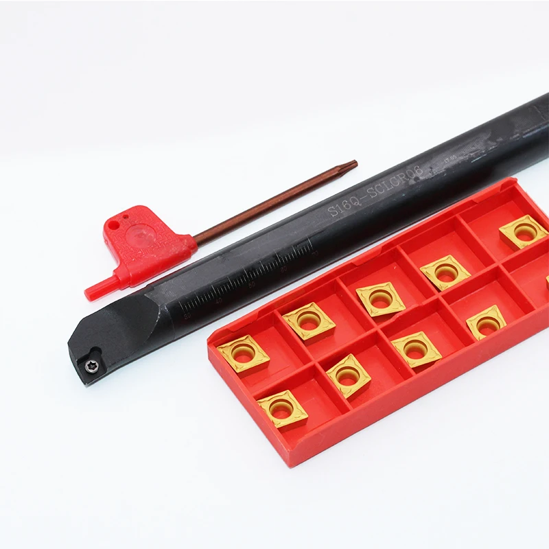1pc S16Q SCLCR06 internal turning tool holder +10pcs CCMT060204 CCMT060208 carbide inserts CNC lathe tools
1pc S16Q SCLCR06 internal turning tool holder +10pcs CCMT060204 CCMT060208 carbide inserts CNC lathe tools