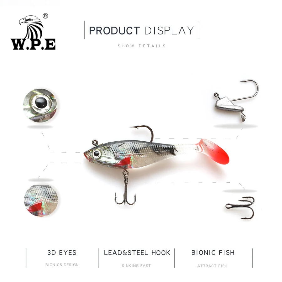 W.P.E Brand 1pc 8/10/12/14cm Lead Head Fishing Lure 17colors T-Tail Soft Lure Silicone Bait Fishing Tackle Swimbait Jig Fishing
W.P.E Brand 1pc 8/10/12/14cm Lead Head Fishing Lure 17colors T-Tail Soft Lure Silicone Bait Fishing Tackle Swimbait Jig Fishing