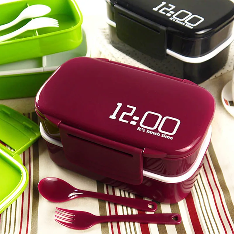 1400ml Double Layer Plastic Lunch Box Microwave oven Bento Box Food Container Heating Lunchbox lunch box for kids food box