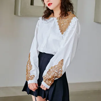 iMucci 2020 New Spring Summer Temperament Blouses Long Sleeve Turn-down Collar Loose Split Joint Lace Women Shirt Tide TM1226
iMucci 2020 New Spring Summer Temperament Blouses Long Sleeve Turn-down Collar Loose Split Joint Lace Women Shirt Tide TM1226