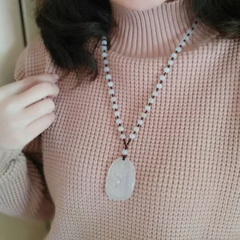 temperament girl white agate necklace Chinese wind sweater chain chalcedony best buckwheat piece the best accessories
temperament girl white agate necklace Chinese wind sweater chain chalcedony best buckwheat piece the best accessories