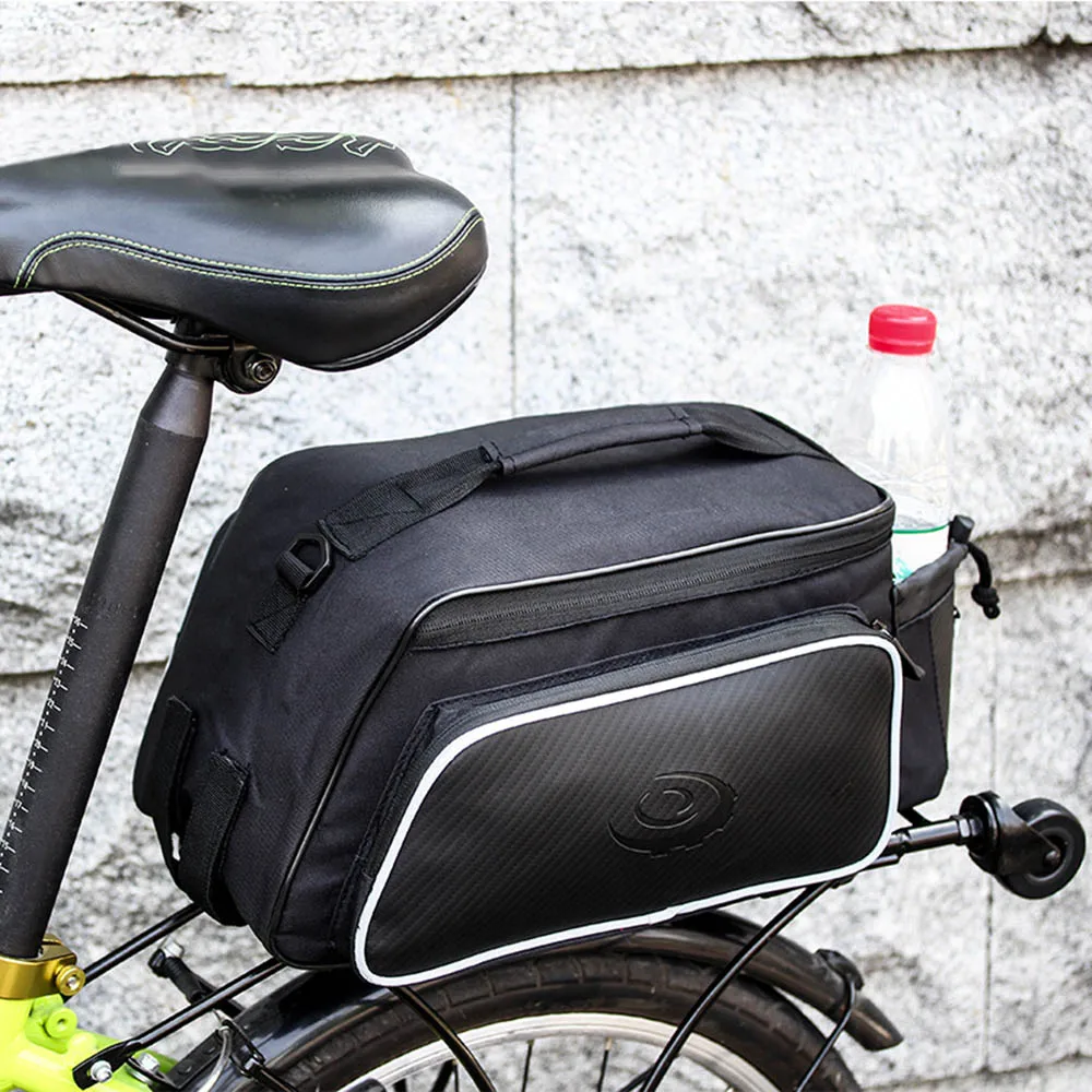 10L Bicycle Rear Rack Bag Carbon Fiber Leather Bike Rear Seat Pannier Large Capacity Cycling Rack Cargo Bags Pouch BC0142 (7)