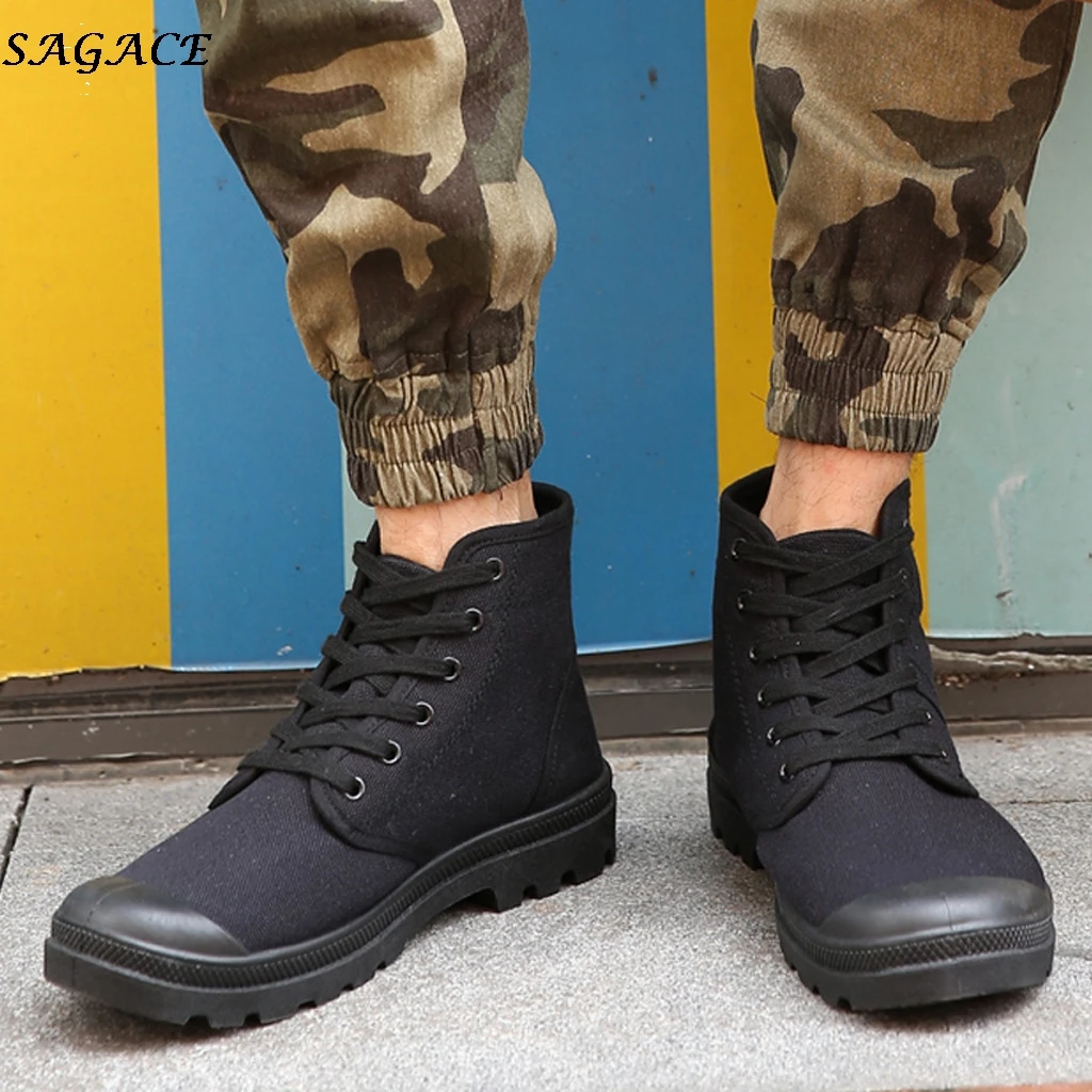 SAGACE 2019 New Fashion Mens High-top Canvas Shoes Casual Men flats Comfortable outdoor Non-slip Sneakers Military boots # | Обувь