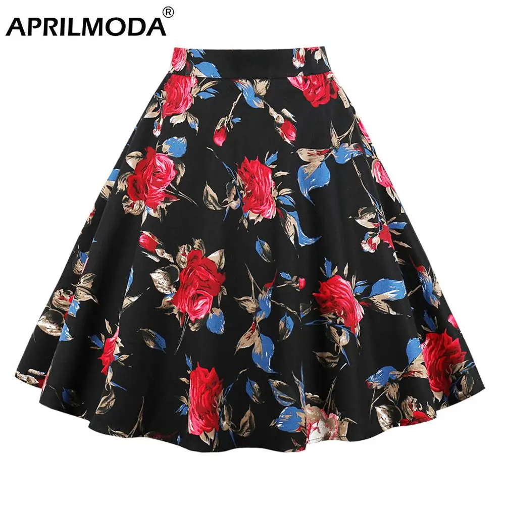 Plus Size Women Floral Print Vintage Skirt High Waist Swing 50s Retro A-Line Skirt Ball Gown faldas mujer Casual Skirt
Plus Size Women Floral Print Vintage Skirt High Waist Swing 50s Retro A-Line Skirt Ball Gown faldas mujer Casual Skirt