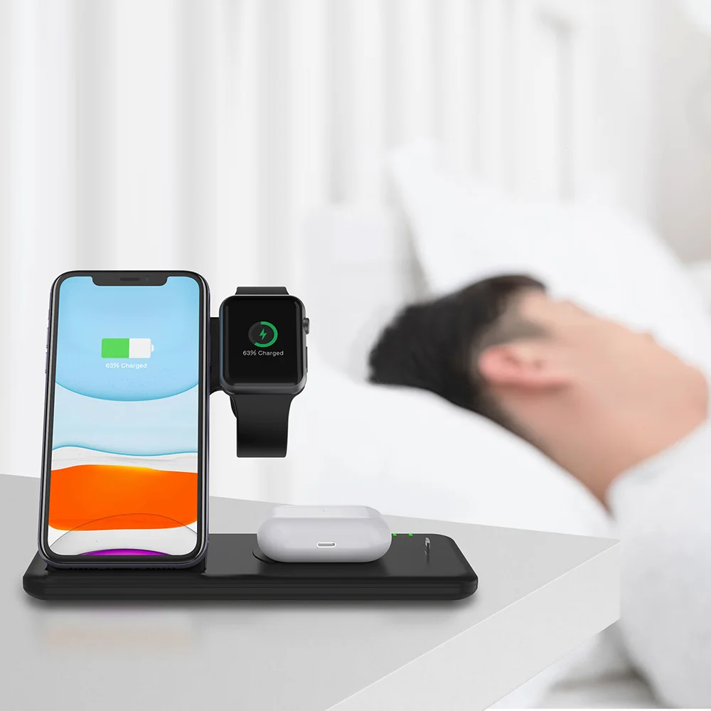 15W Qi Fast Wireless Charger Stand For iPhone 11 XR X 8 Apple Watch 4 in 1 Foldable Charging Dock Station for Airpods Pro iWatch
15W Qi Fast Wireless Charger Stand For iPhone 11 XR X 8 Apple Watch 4 in 1 Foldable Charging Dock Station for Airpods Pro iWatch