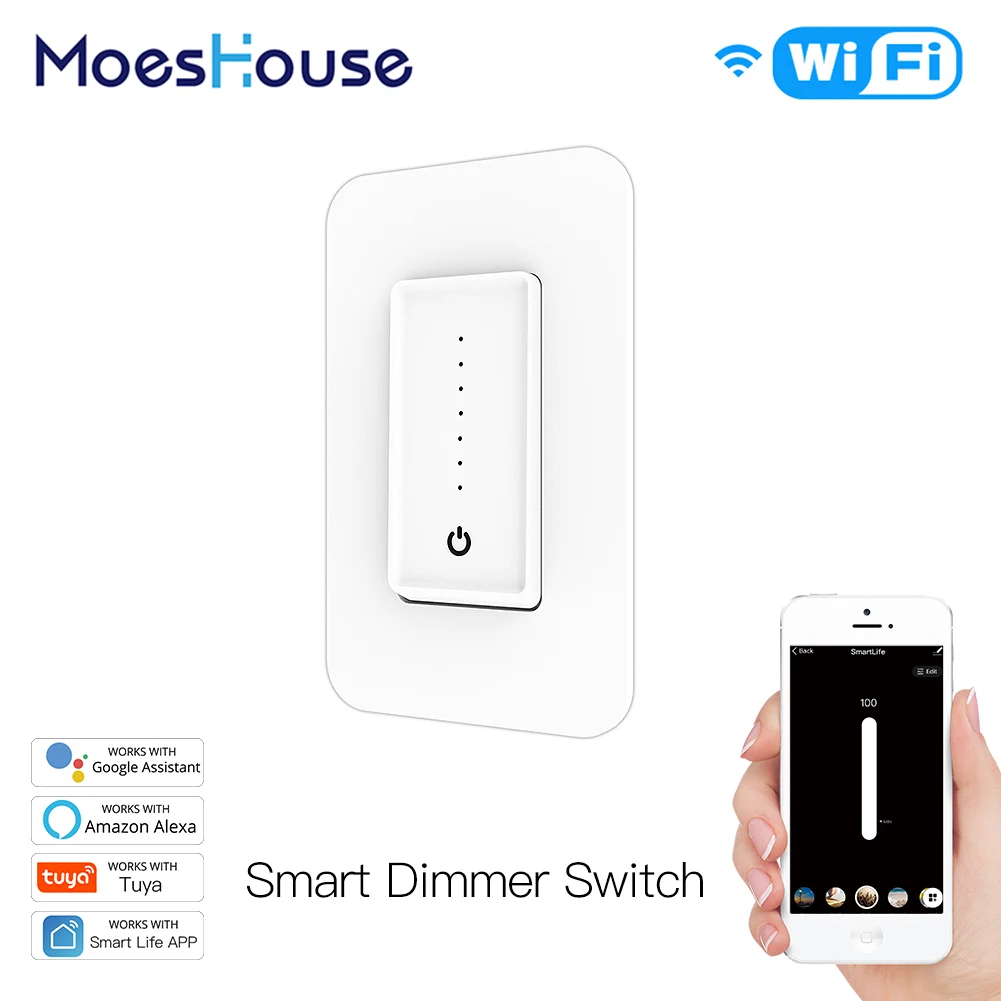 US WiFi Smart Light Dimmer Switch Smart Life/Tuya APP Compatible with Alexa Google Home for Voice Control,No Hub Required
US WiFi Smart Light Dimmer Switch Smart Life/Tuya APP Compatible with Alexa Google Home for Voice Control,No Hub Required