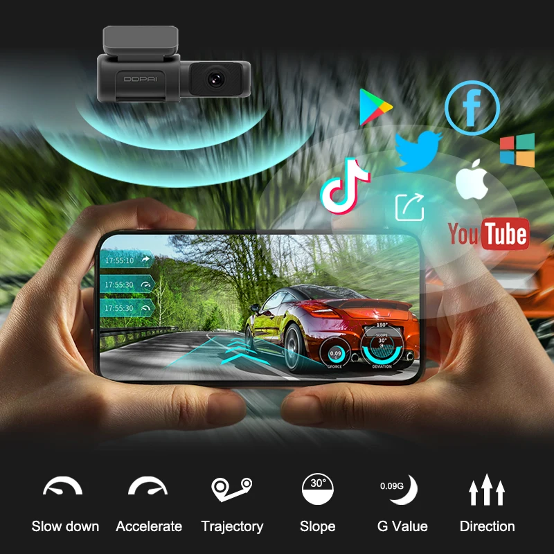 DDPAI Dash Cam мини 5 UHD DVR Android автомобильный Камера 4K с встроенным Wi Fi и GPS 24 часа в сутки