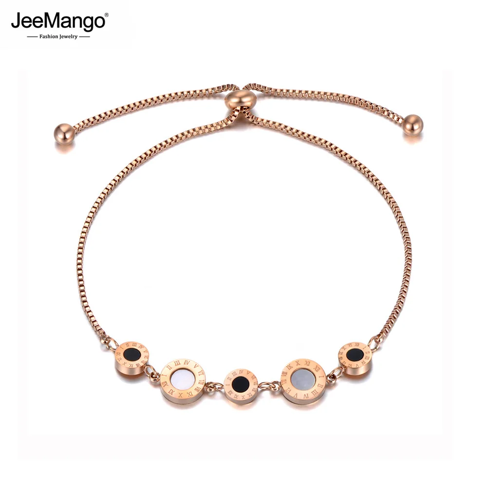 Браслет-цепочка для женщин JeeMango из титановой стали черного/белого цвета с