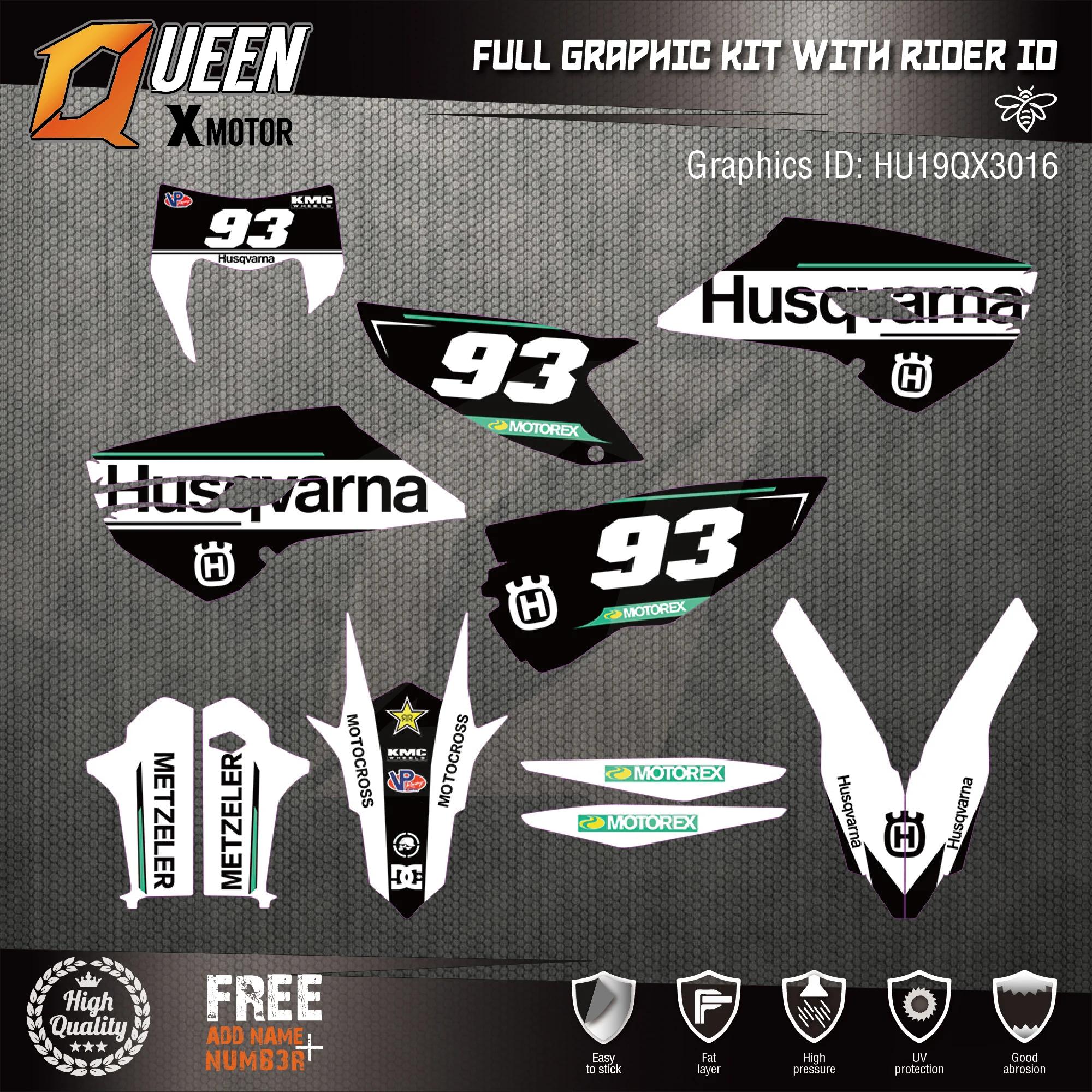 Queen-X Custom Team Graphics Backgrounds Decals 3M Stickers Kit For HUSQVARNA TC-FC 2014-2015 TE-FE 2014-2016 016
Queen-X Custom Team Graphics Backgrounds Decals 3M Stickers Kit For HUSQVARNA TC-FC 2014-2015 TE-FE 2014-2016 016
