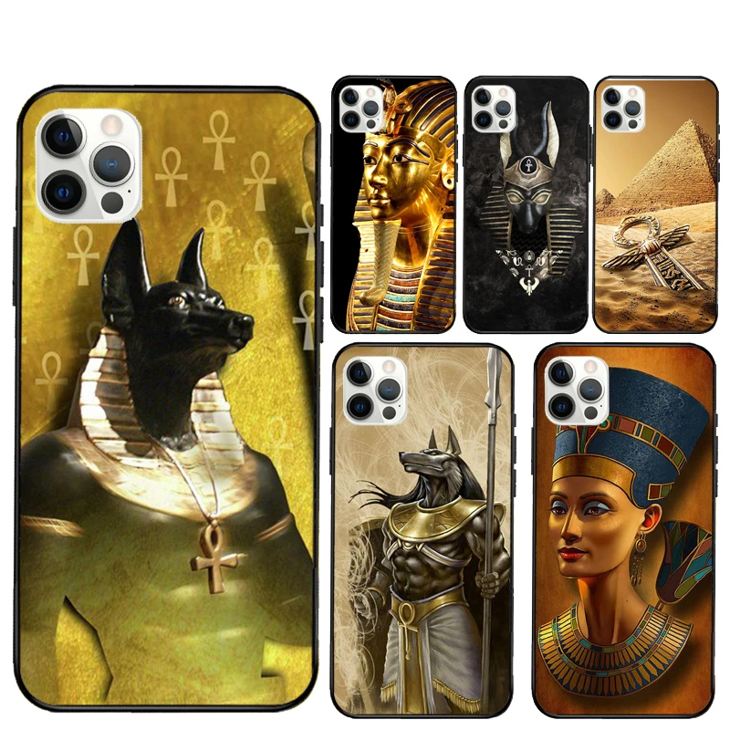 Egypt Nefertiti Anubis Ankh Case For iPhone 13 Pro Max 12 Mini X XR XS SE 2020 7 8 Plus 11 Cover Coque | Мобильные телефоны и