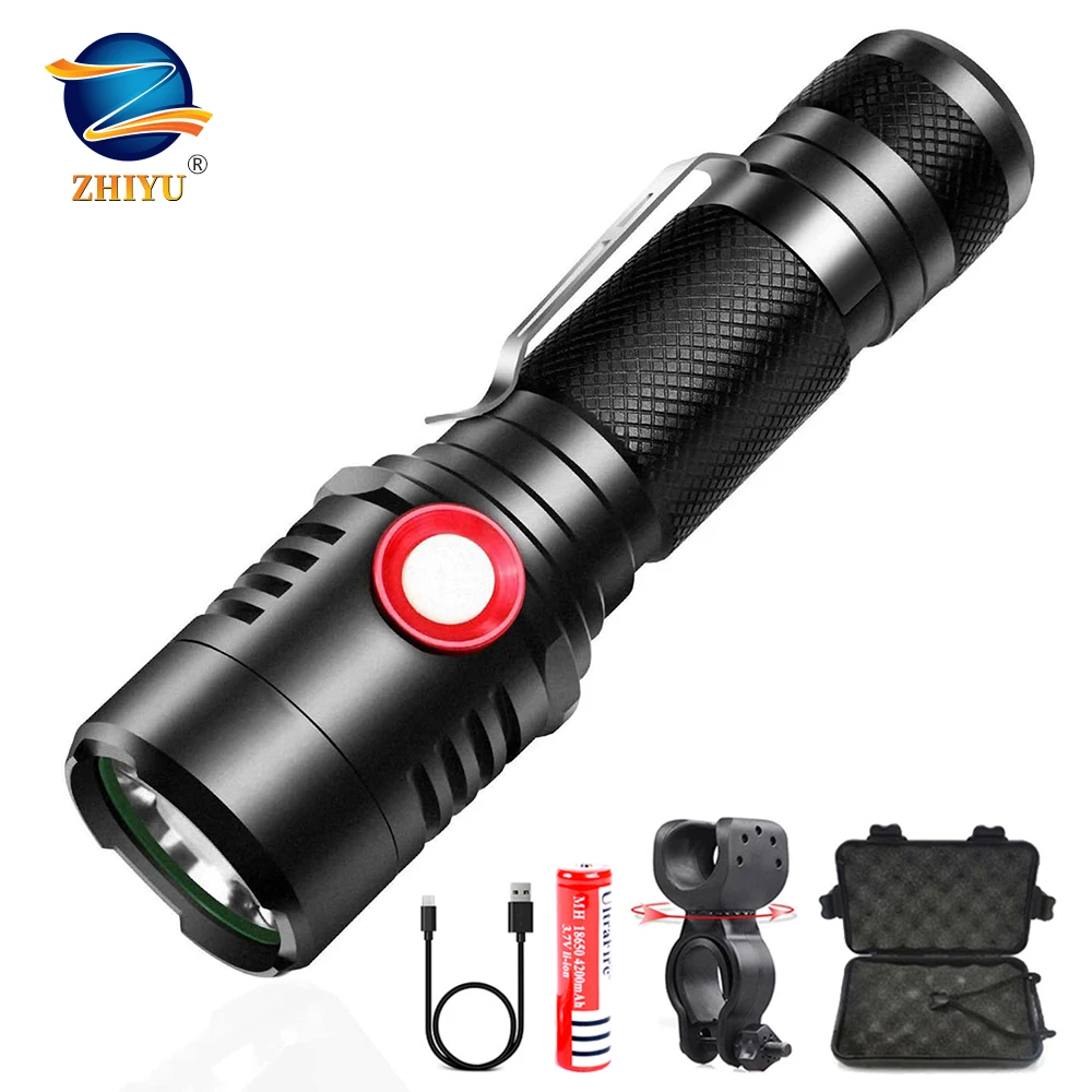 ZHIYU Rechargeable Tactical LED Flashlight XML-T6/L2 Flashlight Zoomable 3modes for 18650 with USB Cable Camping/Hunting/Biking
ZHIYU Rechargeable Tactical LED Flashlight XML-T6/L2 Flashlight Zoomable 3modes for 18650 with USB Cable Camping/Hunting/Biking