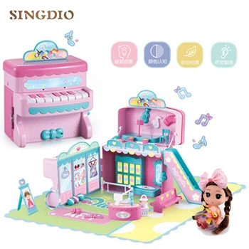 Play holiday pink small plastic princess happy family music stairs dollhouse doll cottage kids toy home kit toys for girls villa
Play holiday pink small plastic princess happy family music stairs dollhouse doll cottage kids toy home kit toys for girls villa