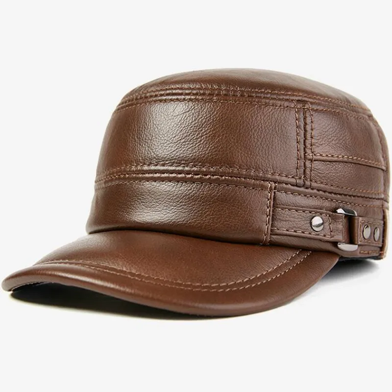 H7593 Genuine Leather Military Hat Men Autumn Winter Leisure Fashion Flat Top Cap Male Outdoor Cowhide Warm Ear Protection Caps
H7593 Genuine Leather Military Hat Men Autumn Winter Leisure Fashion Flat Top Cap Male Outdoor Cowhide Warm Ear Protection Caps