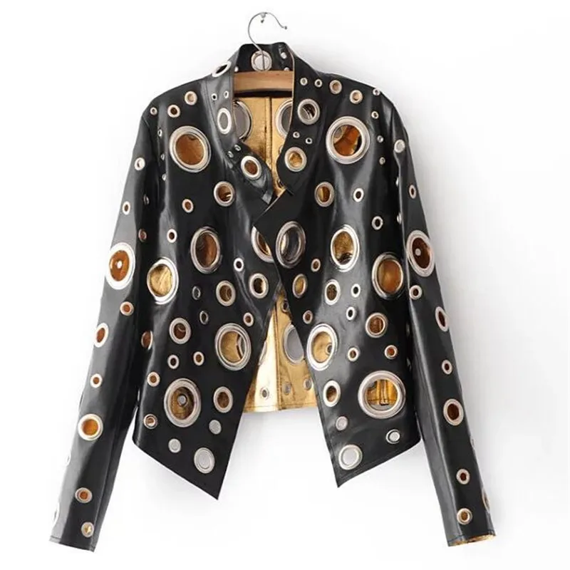 2019 New Autumn Metal Hole Hole Motorcycle Short Jacket Women Coat Stand Collar Slim High Quality Pu Leather Jacket Women Jacket
2019 New Autumn Metal Hole Hole Motorcycle Short Jacket Women Coat Stand Collar Slim High Quality Pu Leather Jacket Women Jacket