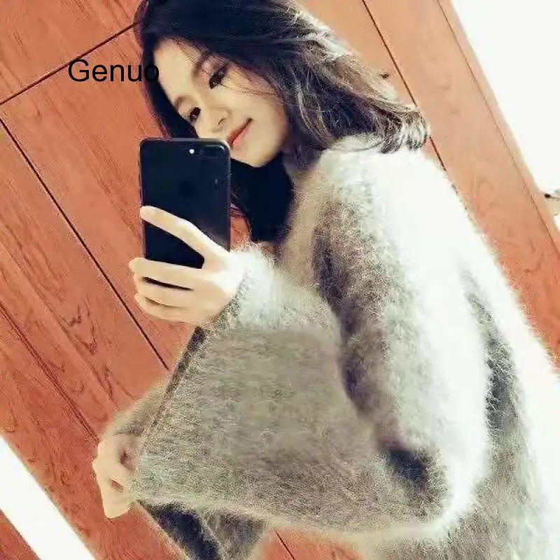 Faux Mink Cashmere Knitted Sweater Female Furry Mid-length Thick Loose Plus Size Warm Cashmere Pullover Sweater Top Coat 2XL
Faux Mink Cashmere Knitted Sweater Female Furry Mid-length Thick Loose Plus Size Warm Cashmere Pullover Sweater Top Coat 2XL