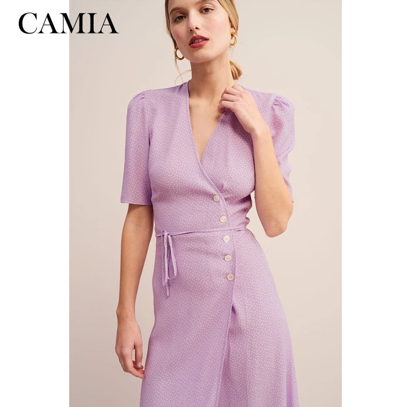 CAMIA Women Long Polka Dot Sexy Midi Dress Ladies Party Femme sezane Dresses Short Sleeve 
CAMIA Women Long Polka Dot Sexy Midi Dress Ladies Party Femme sezane Dresses Short Sleeve