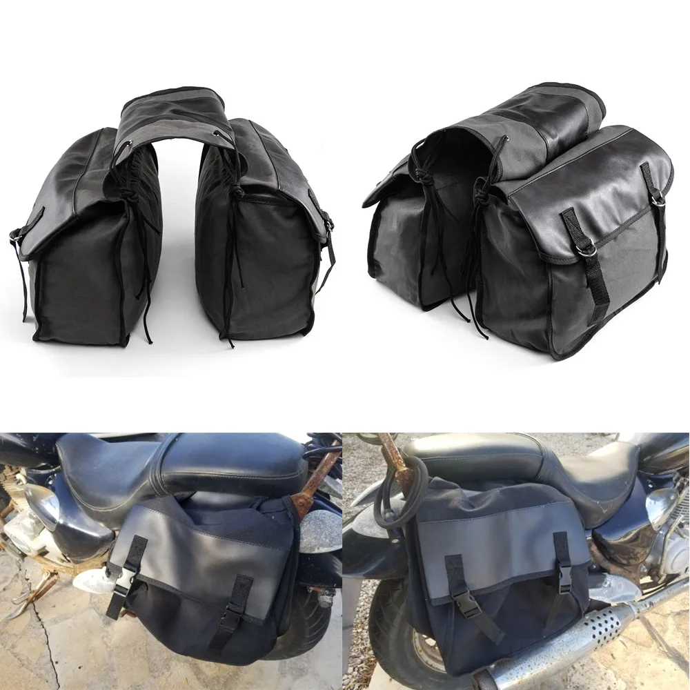 

Touring Motorbike Saddle Bag Motorcycle Canvas Waterproof Panniers Box Backpack Side Tools Pouch Bike Rear Seat Bag