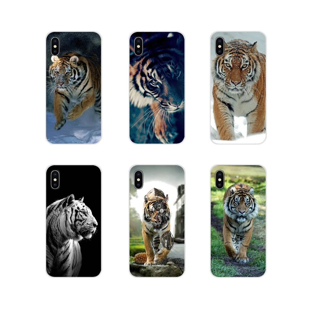Мягкий прозрачный чехол с изображением животных тигра белого цвета для Samsung A10 A30