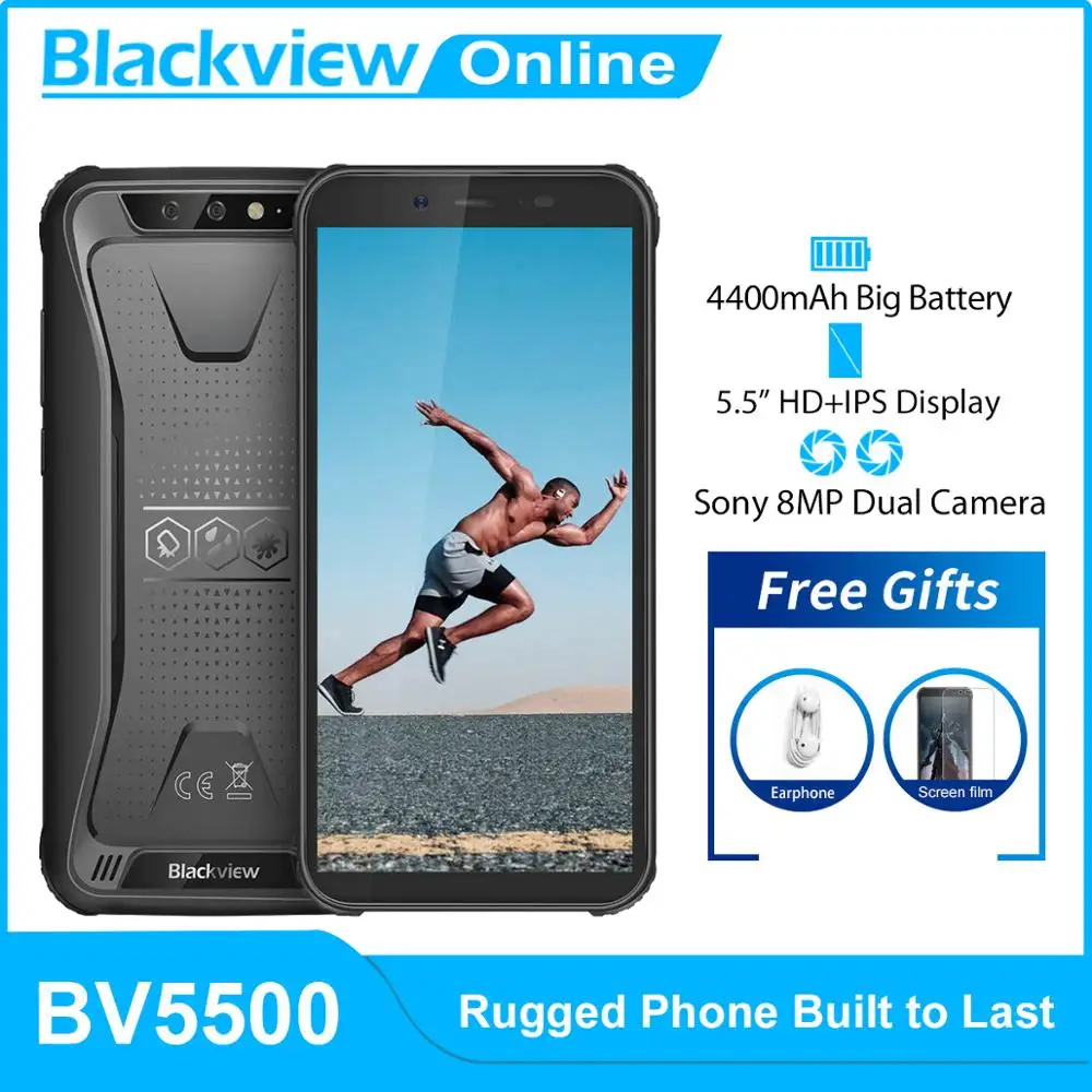 Blackview BV5500 IP68 водонепроницаемый прочный смартфон 2 ГБ + 16 Гб 5 &quot18:9 экран 4400 мАч Android