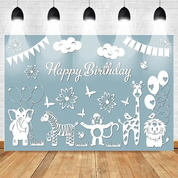 Neoback Light Blue Happy Birthday Photo Background Animal Themed Birthday Backdrop Celebration Balloons Cloud Forest Background 
Neoback Light Blue Happy Birthday Photo Background Animal Themed Birthday Backdrop Celebration Balloons Cloud Forest Background