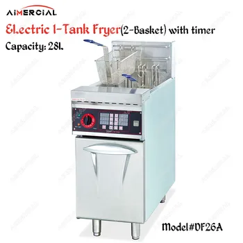 DF26A ELectric 1-Tank 2-Basket Fryer 28L Deep Fryer S.Steel Frying Machine Commerical Oil fryer with timer
DF26A ELectric 1-Tank 2-Basket Fryer 28L Deep Fryer S.Steel Frying Machine Commerical Oil fryer with timer