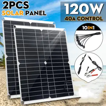 120W/60W Solar Panel 12V/5V Dual USB Charger Monocrystaline Solar Cell With 20A PWM Solar Controller for Outdoor Battery Charge
120W/60W Solar Panel 12V/5V Dual USB Charger Monocrystaline Solar Cell With 20A PWM Solar Controller for Outdoor Battery Charge