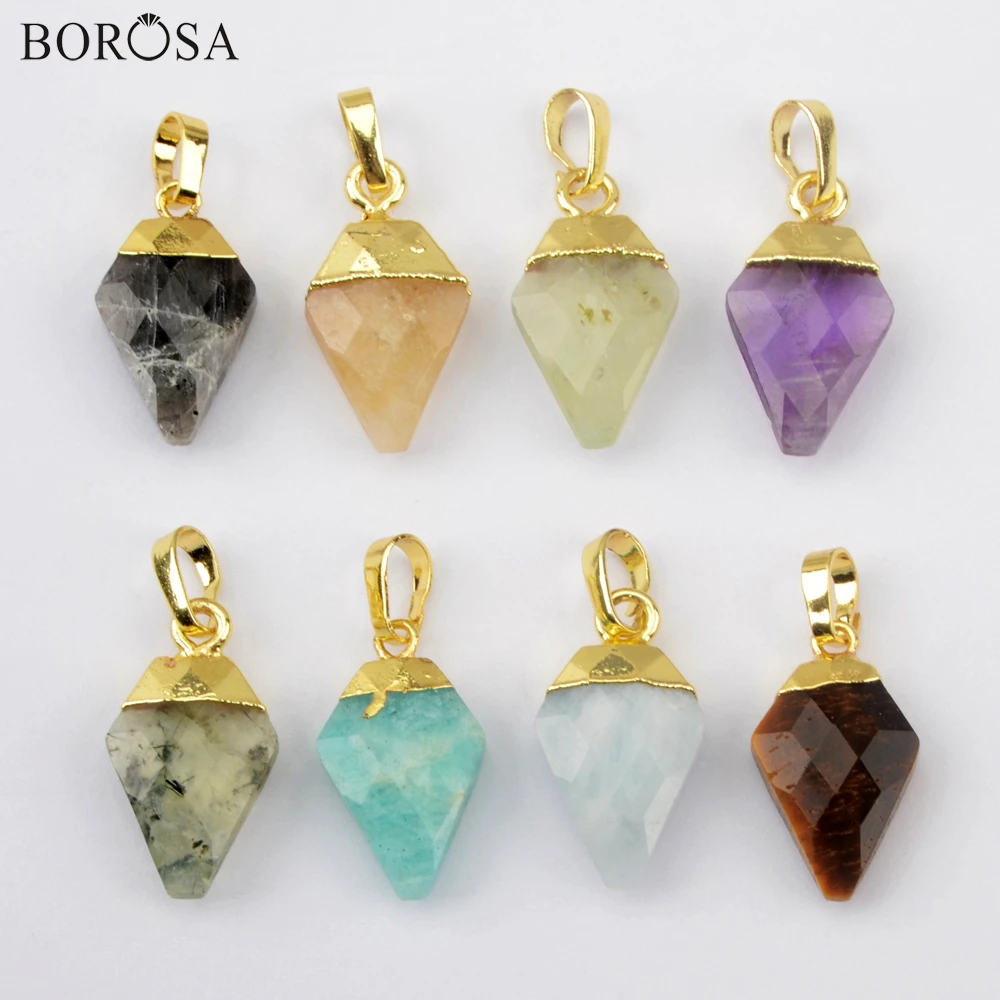 BOROSA Gold/Silver Plated Gems Stones Pendant Beads for Necklace Making Faceted Natural Stone Charms for Earrings Jewelry WX1528
BOROSA Gold/Silver Plated Gems Stones Pendant Beads for Necklace Making Faceted Natural Stone Charms for Earrings Jewelry WX1528