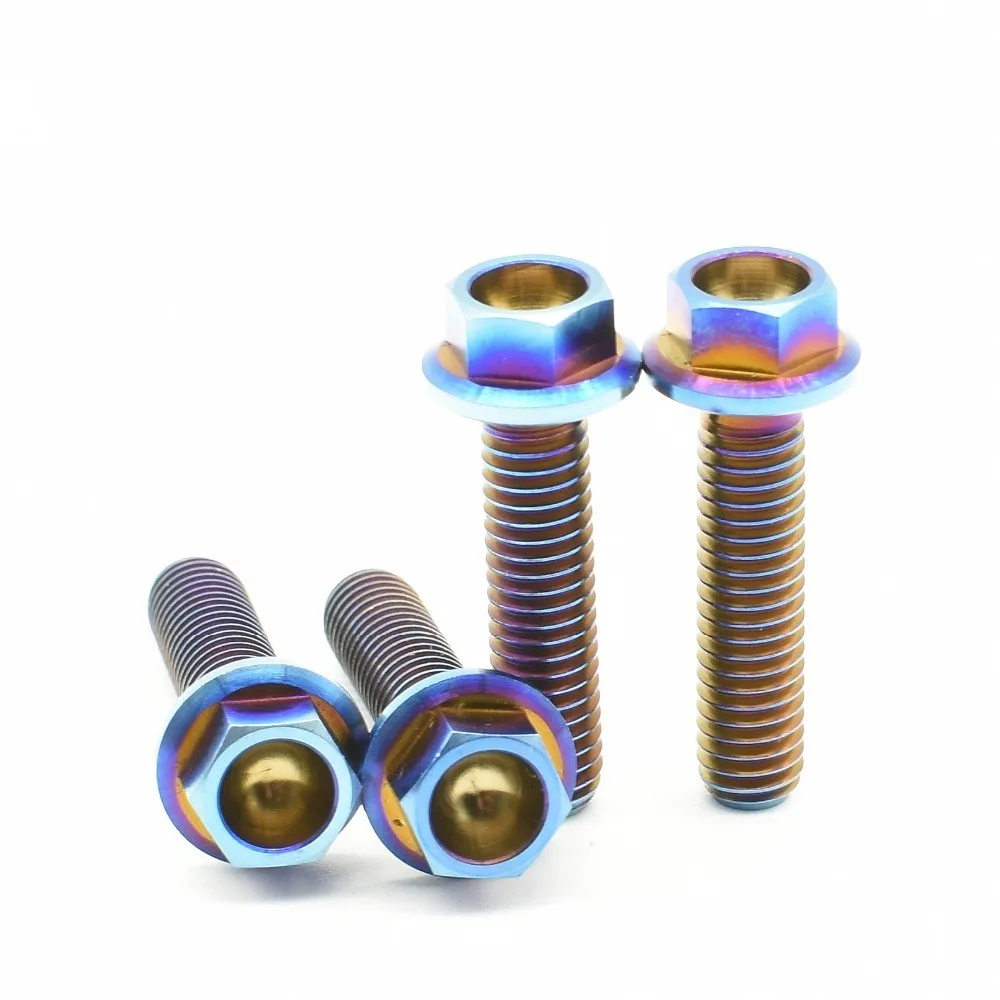 Titanium bolts M6 Flange head burned blue color (3)