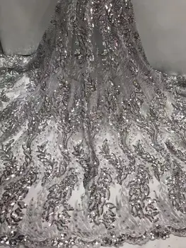 2020 African high quality velvet sequence French Nigerian sequins net tulle mesh Swiss lace fabric for dress 5 yards/lot silver
2020 African high quality velvet sequence French Nigerian sequins net tulle mesh Swiss lace fabric for dress 5 yards/lot silver