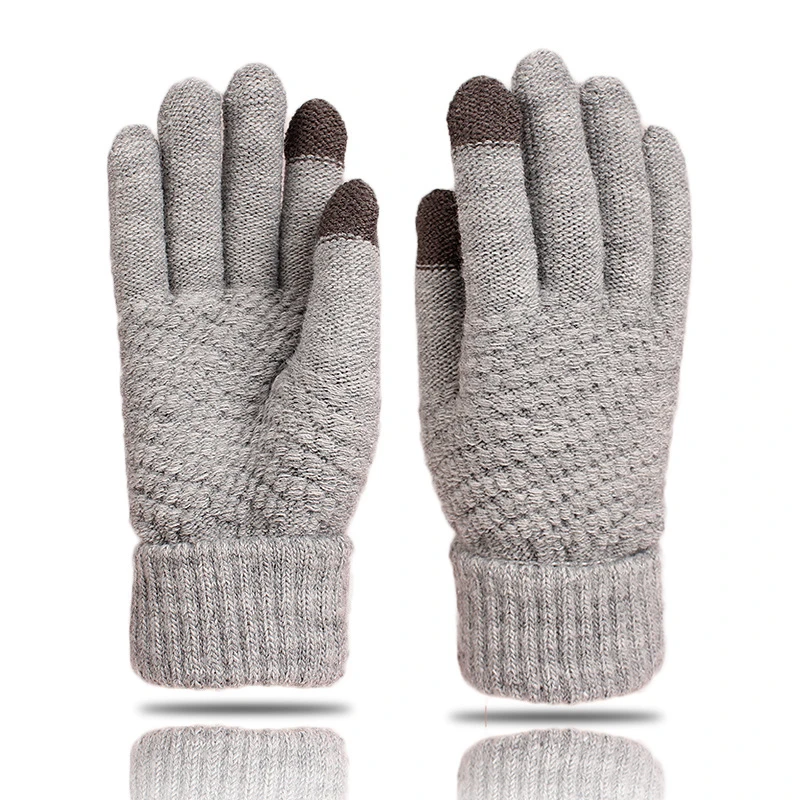 Fashion Autumn Winter Knitted Gloves Touchscreen Warm Jacquard Soft Velvet Lining Cold Weather Outdoor Women Men Couple Mitten