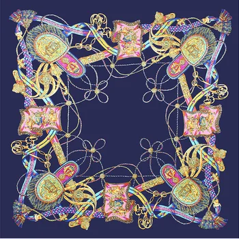 60cm European and American chain printing small square scarf twill silk scarf women activity gift 
60cm European and American chain printing small square scarf twill silk scarf women activity gift