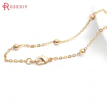 

(37868)2PCS 45CM 24K Champagne Gold Color Copper with Lobster Clasps Finished Necklace Chains Jewelry Making Supplies Findings
