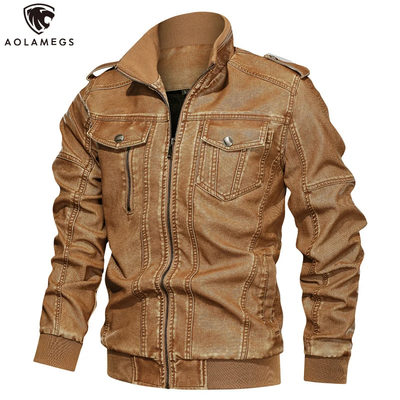 Aolamegs Men Leather Jacket Retro Baggy Cozy Thick Solid PU Motorcycle Clothing Stand Collar Zipper Slim Fashion Male Outerwear
Aolamegs Men Leather Jacket Retro Baggy Cozy Thick Solid PU Motorcycle Clothing Stand Collar Zipper Slim Fashion Male Outerwear