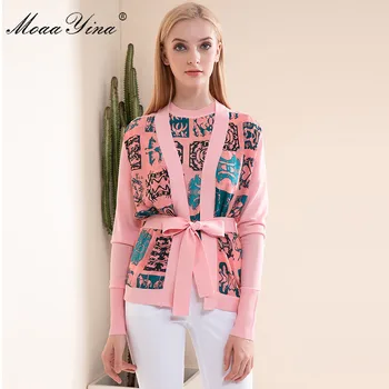 MoaaYina Spring Fashion Long sleeve Knitting Tops Women's Elegant Print Lace up Cardigans Silk Patchwork Pink Wool Sweater Coat
MoaaYina Spring Fashion Long sleeve Knitting Tops Women's Elegant Print Lace up Cardigans Silk Patchwork Pink Wool Sweater Coat