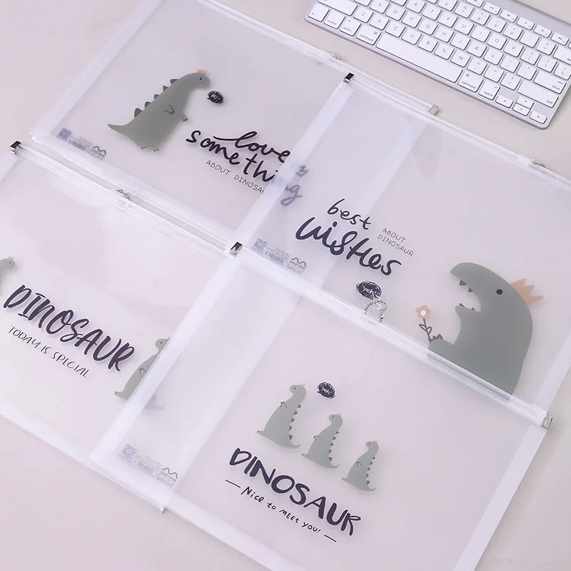 A4 size Zipper document bag plastic transparent dinosaur cartoon pattern fashion file folder office school binding stationery
A4 size Zipper document bag plastic transparent dinosaur cartoon pattern fashion file folder office school binding stationery