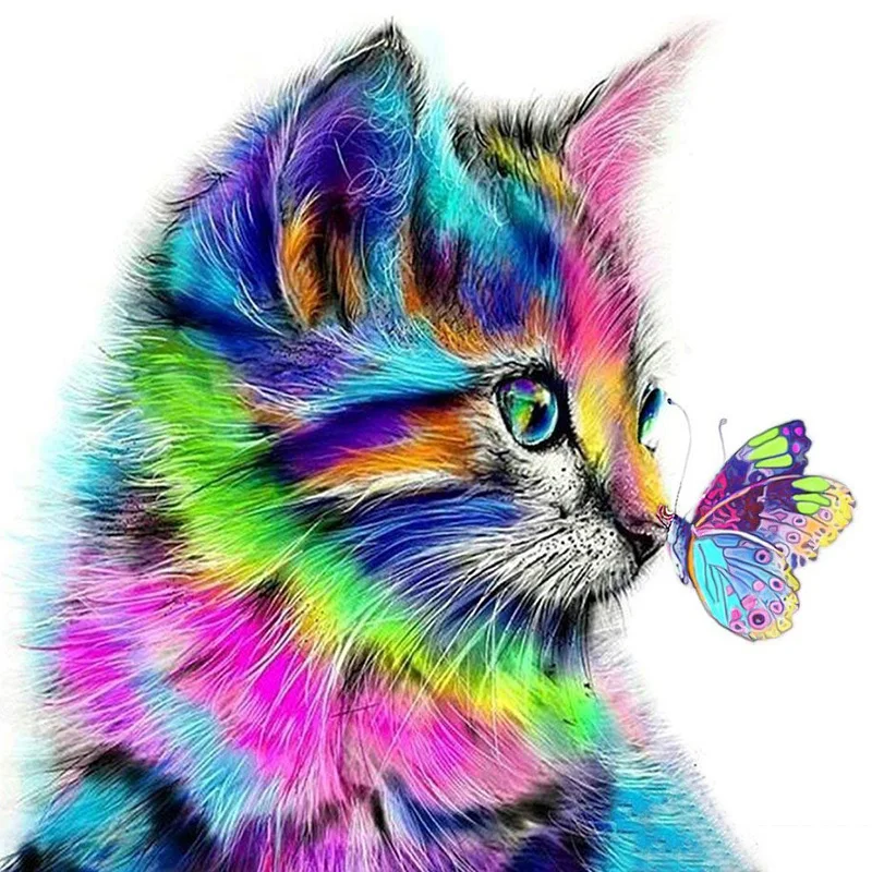 DUTEY полный квадрат/Круглый Алмаз 5D DIY Алмазная картина "Кошка бабочка" 3D