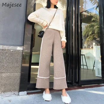 Pants Women Plus Size 3XL Autumn Winter Woolen Striped Elegant Wide Leg Trousers Womens Elastic Waist Korean Style All-match New
Pants Women Plus Size 3XL Autumn Winter Woolen Striped Elegant Wide Leg Trousers Womens Elastic Waist Korean Style All-match New