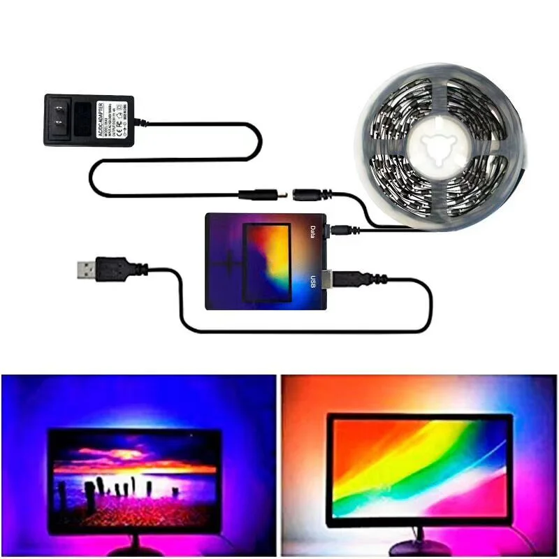 1M~ 5M USB WS2812 WS2812B LED Strip light Desktop PC Screen HDTV/TV Monitor Backlight lighting ws2812 Pixel
1M~ 5M USB WS2812 WS2812B LED Strip light Desktop PC Screen HDTV/TV Monitor Backlight lighting ws2812 Pixel